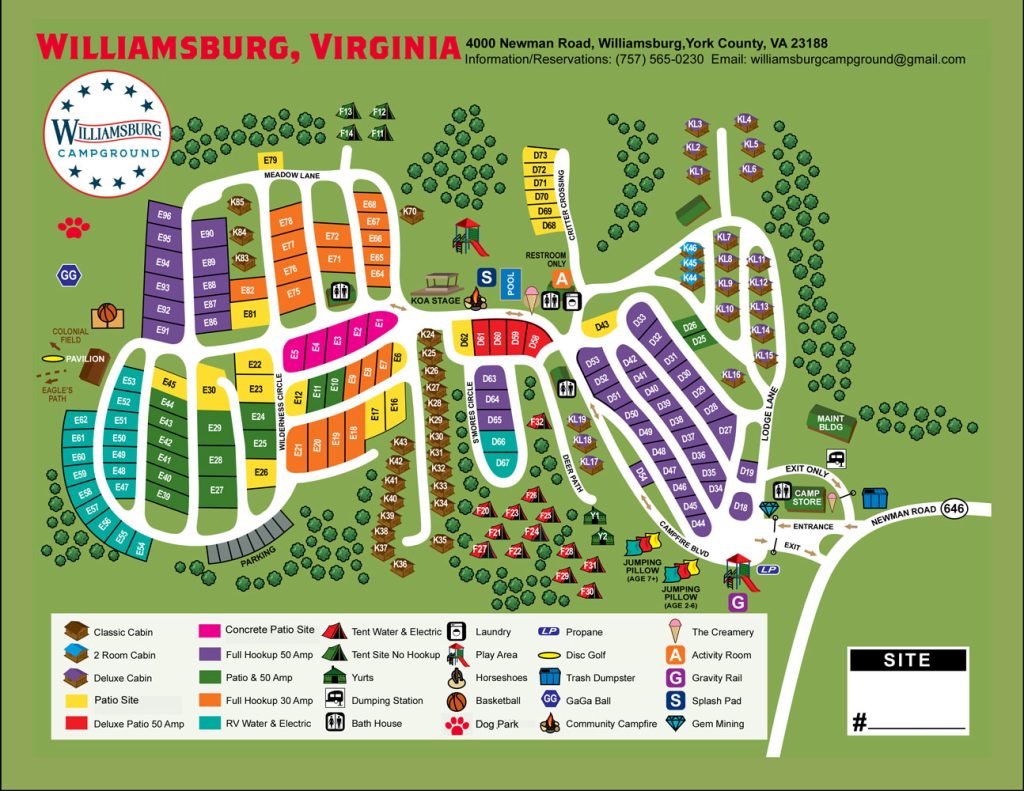 Campground Park Map & Rules Williamsburg Campground, Virginia